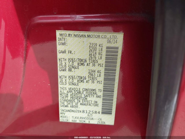 Nissan Xterra S 2014 5N1AN0NU2EN812584 Image 9