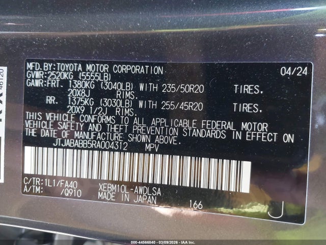 Aukcja sprzedaży 2024 Lexus Rz 300e Luxury, vin: JTJABABB5RA004312, numer aukcji: 44566840