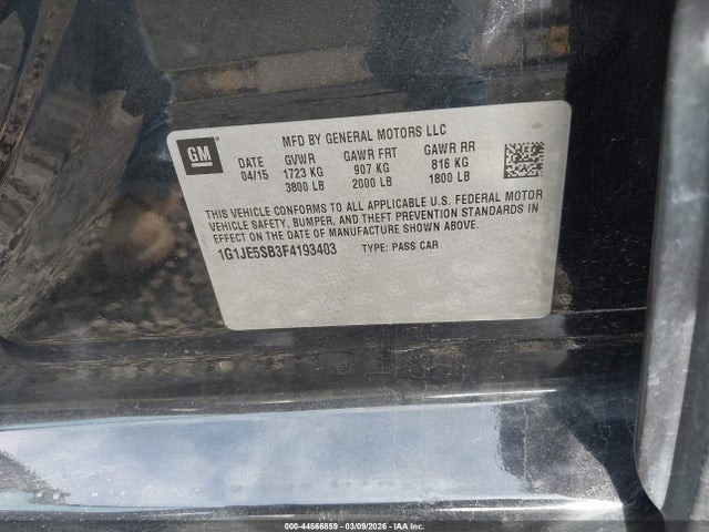 1G1JE5SB3F4193403 Chevrolet Sonic Ltz Auto