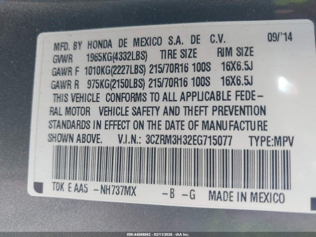 Honda CR-V LX 2014 3CZRM3H32EG715077 Image 9