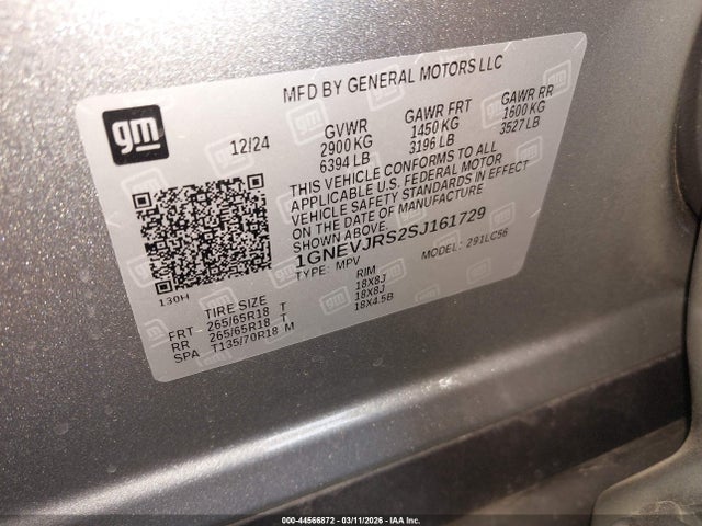 1GNEVJRS2SJ161729 Chevrolet Traverse Awd Z71