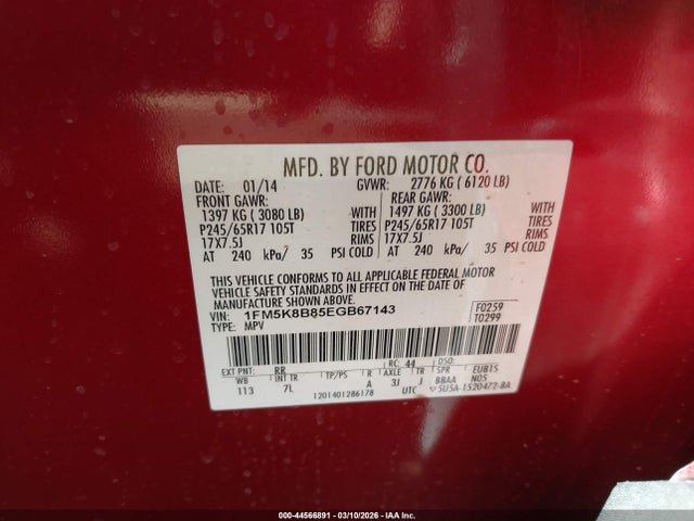 Ford Explorer 2014 1FM5K8B85EGB67143 Image 9