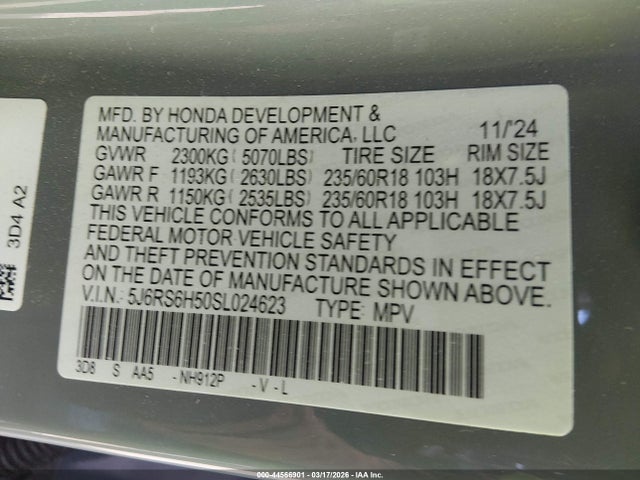 5J6RS6H50SL024623 Honda Cr-v Hybrid Sport