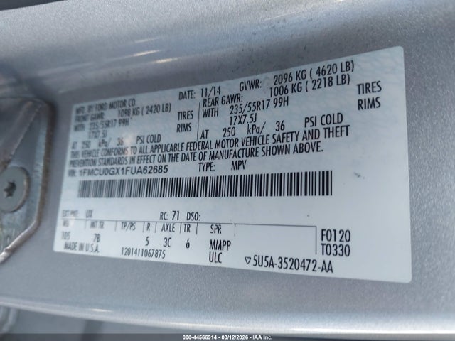 Ford ESCAPE SE 2015 1FMCU0GX1FUA62685 Image 9