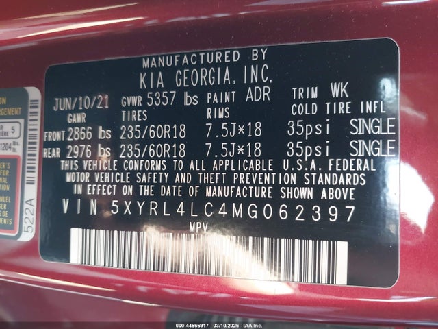 KIA SORENTO S 2021 5XYRL4LC4MG062397 Image 9