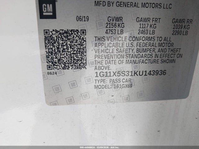 1G11X5S31KU143936 Chevrolet IMPALA LS