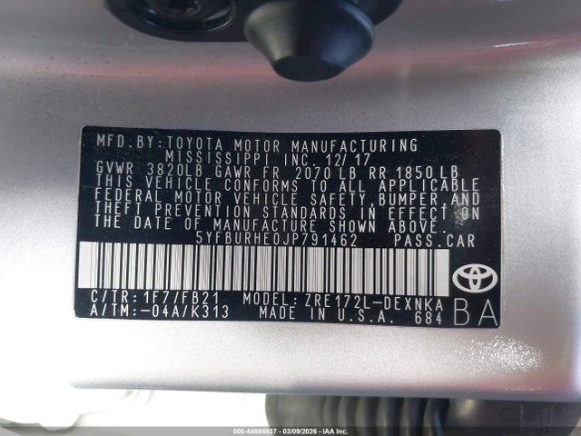 Toyota COROLLA LE 2018 5YFBURHE0JP791462 Image 9