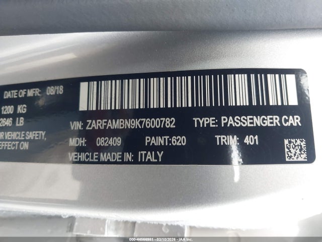 2019 ALFA ROMEO GIULIA ZARFAMBN9K7600782 Photo 8