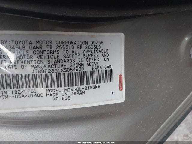 Продажа на аукционе авто 1999 Lexus Es 300, vin: JT8BF28G1X5054830, номер лота: 44566986