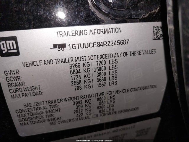 Продаж на аукціоні авто 2024 Gmc Sierra 1500 4wd  Short Box Elevation With 3sb, vin: 1GTUUCE84RZ245687, номер лоту: 44566995