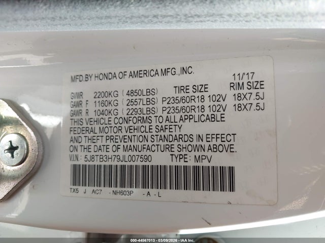 5J8TB3H79JL007590 Acura Rdx Advance Package