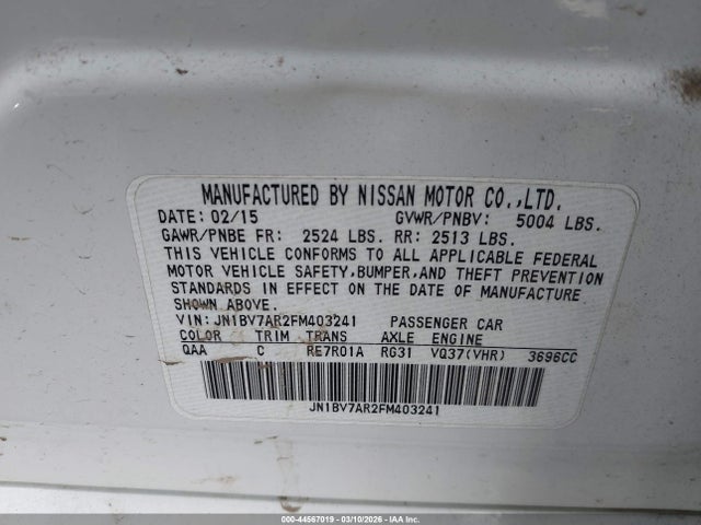 Aukcja sprzedaży 2015 Infiniti Q50 Premium, vin: JN1BV7AR2FM403241, numer aukcji: 44567019