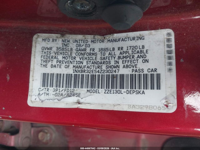 2004 TOYOTA COROLLA 1NXBR32E54Z230247 Photo 8