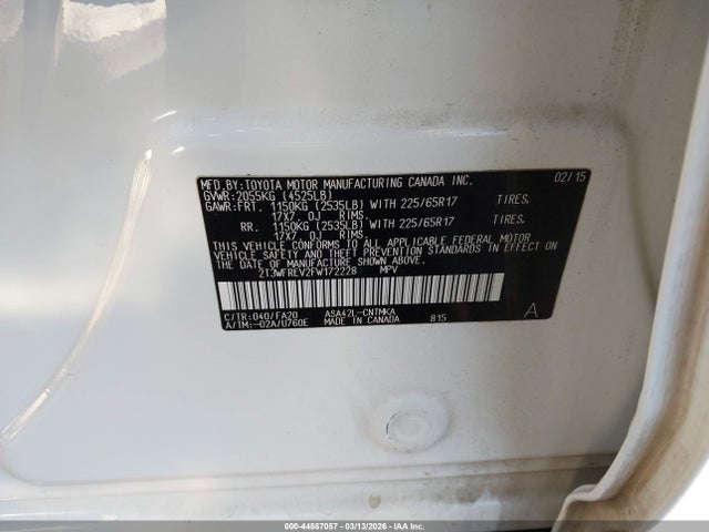 2T3WFREV2FW172228 Toyota Rav4 Xle
