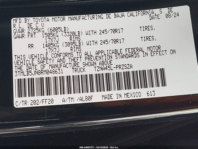 Toyota Tacoma Sr5 2024 3TMLB5JN8RM048631 Image 9