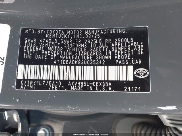 2025 TOYOTA CAMRY 4T1DBADK8SU035342 Photo 8