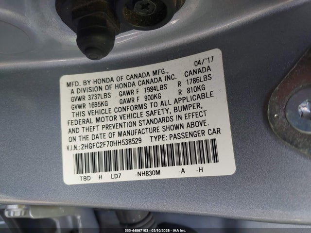 Honda CIVIC EX 2017 2HGFC2F70HH538529 Image 9