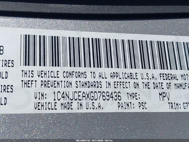 1C4NJCEAXGD769436 Jeep Compass Latitude