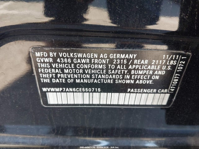 2012 VOLKSWAGEN CC WVWMP7AN6CE550715 Photo 8