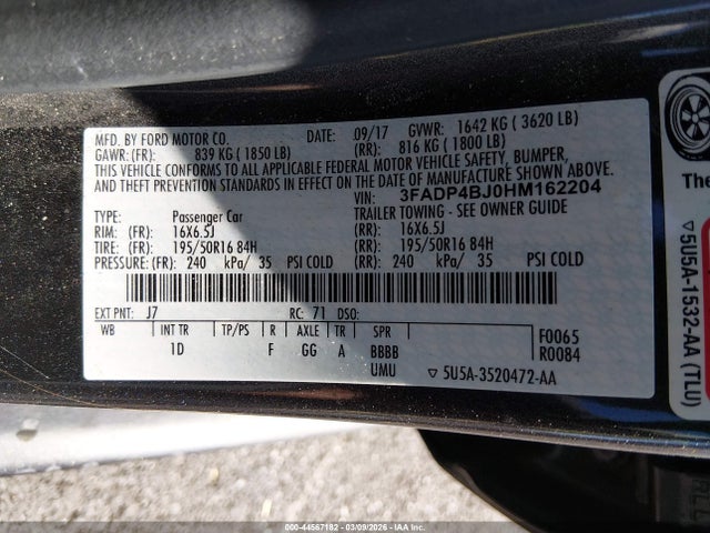 Ford FIESTA SE 2017 3FADP4BJ0HM162204 Image 9