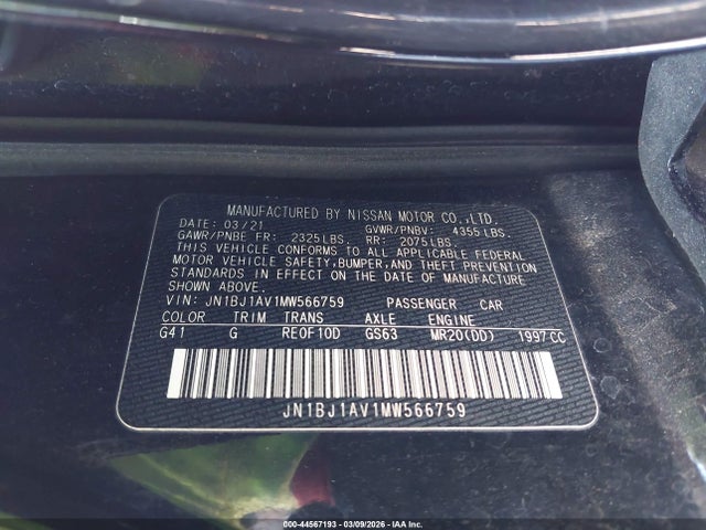 JN1BJ1AV1MW566759 Nissan Rogue Sport S Fwd Xtronic Cvt