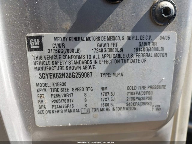 2005 CADILLAC ESCALADE EXT 3GYEK62N35G259087 Photo 8