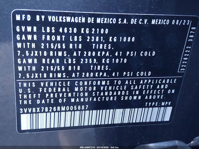 3VV8X7B26RM005687 Volkswagen Taos 1.5t S