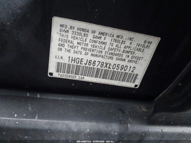 1999 HONDA CIVIC 1HGEJ6678XL059012 Photo 8