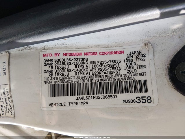 2002 MITSUBISHI MONTERO SPORT JA4LS21H02J068507 Photo 8