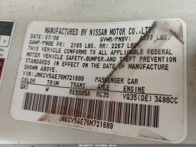 2006 INFINITI G35 JNKCV54E76M721689 Photo 8