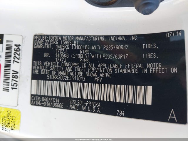 Toyota Sienna Le V6 8 Passenger 2014 5TDKK3DC2ES511013 Image 9