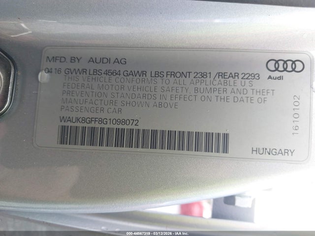 2016 AUDI A3 WAUK8GFF8G1098072 Photo 8