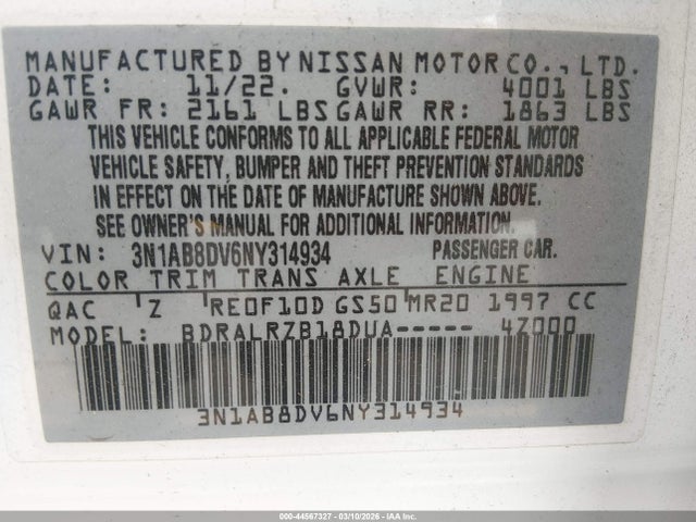 Nissan Sentra Sr Xtronic Cvt 2022 3N1AB8DV6NY314934 Image 9