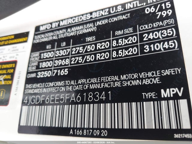 2015 MERCEDES-BENZ GL 450 4JGDF6EE5FA618341 Photo 8