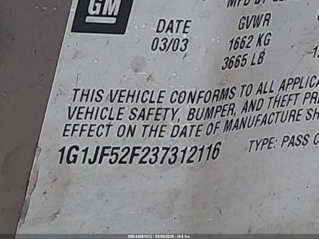 2003 CHEVROLET CAVALIER 1G1JF52F237312116 Photo 8