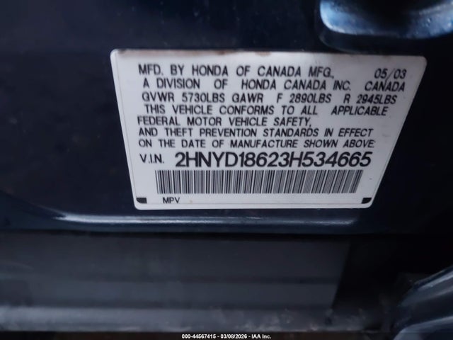 Auction sale of the 2003 Acura Mdx, vin: 2HNYD18623H534665, lot number: 44567415