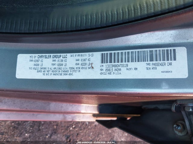 44567420 :رقم المزاد ، 1C3CCBAB0DN733128 vin ، 2013 Chrysler 200 Lx مزاد بيع