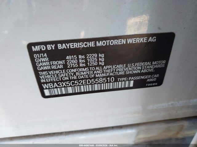 44567446 :رقم المزاد ، WBA3X5C52ED558510 vin ، 2014 Bmw 328i Gran Turismo Xdrive مزاد بيع