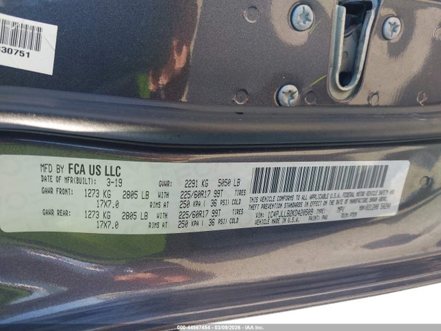 2019 Jeep Cherokee Latitude Plus Fwd მანქანა იყიდება აუქციონზე, vin: 1C4PJLLB2KD420509, აუქციონის ნომერი: 44567454