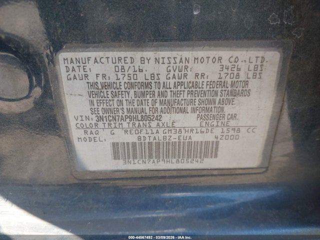 2017 NISSAN VERSA 3N1CN7AP9HL805242 Photo 8