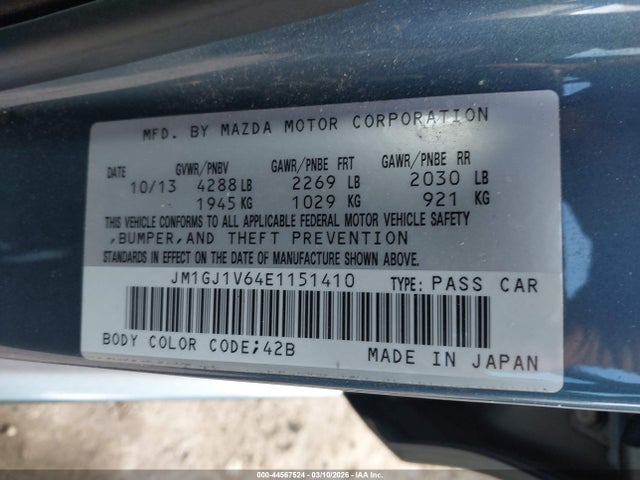 JM1GJ1V64E1151410 Mazda Mazda6 I Touring