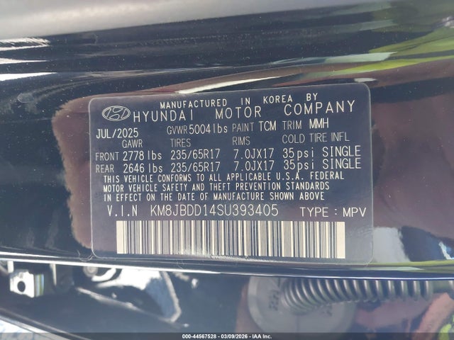 Aukcja sprzedaży 2025 Hyundai Tucson Hybrid Blue, vin: KM8JBDD14SU393405, numer aukcji: 44567528