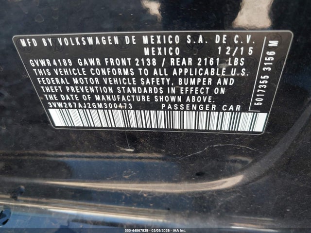 3VW267AJ2GM300473 Volkswagen Jetta 1.4t S