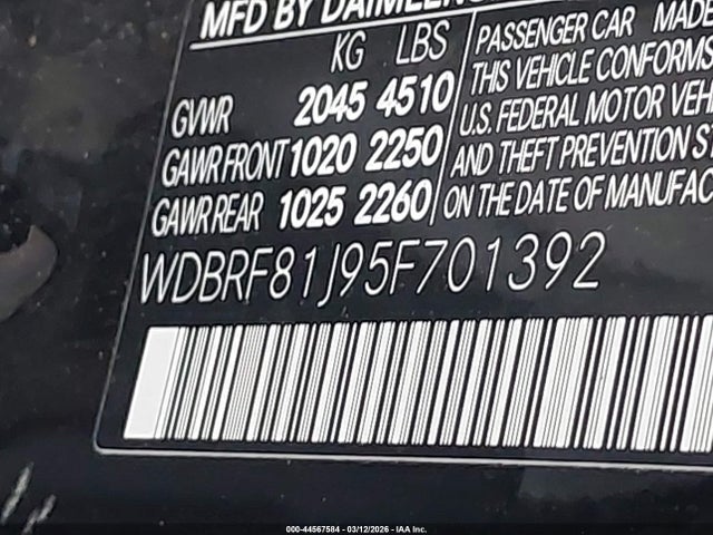 44567584 :رقم المزاد ، WDBRF81J95F701392 vin ، 2005 Mercedes-benz C 240 Luxury 4matic مزاد بيع