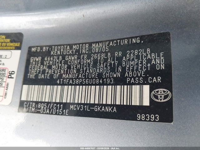 Продажа на аукционе авто 2006 Toyota Camry Solara Se, vin: 4T1FA38P56U084193, номер лота: 44567637