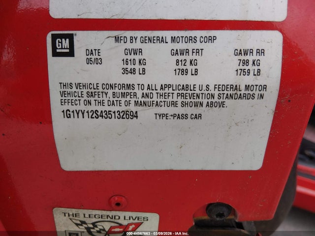 2003 CHEVROLET CORVETTE 1G1YY12S435132694 Photo 8