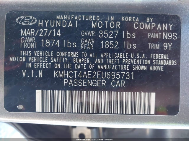 2014 HYUNDAI ACCENT KMHCT4AE2EU695731 Photo 8