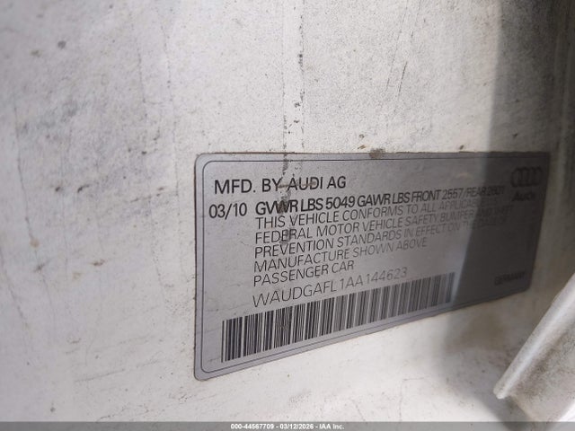 2010 Audi S4 3.0 Premium Plus მანქანა იყიდება აუქციონზე, vin: WAUDGAFL1AA144623, აუქციონის ნომერი: 44567709