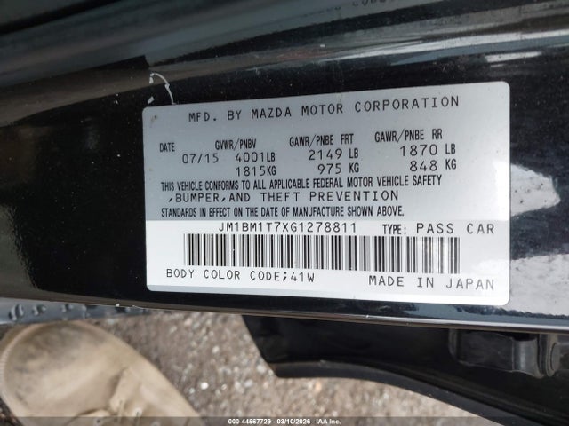 2016 Mazda Mazda3 I Sport მანქანა იყიდება აუქციონზე, vin: JM1BM1T7XG1278811, აუქციონის ნომერი: 44567729