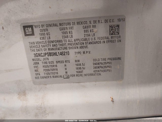 Chevrolet Trax Lt 2017 3GNCJPSB5HL146210 Image 9
